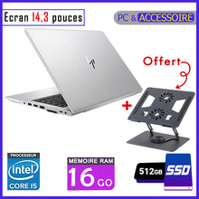 Charger l&#39;image dans la galerie, HP Elitebook 840 G5 - Core i5 - RAM 16gb - 512gb SSD / Ecran 14,3 pouces - 7ème et 8ème Génération (Support avec refroidisseur intégrée Offert)
