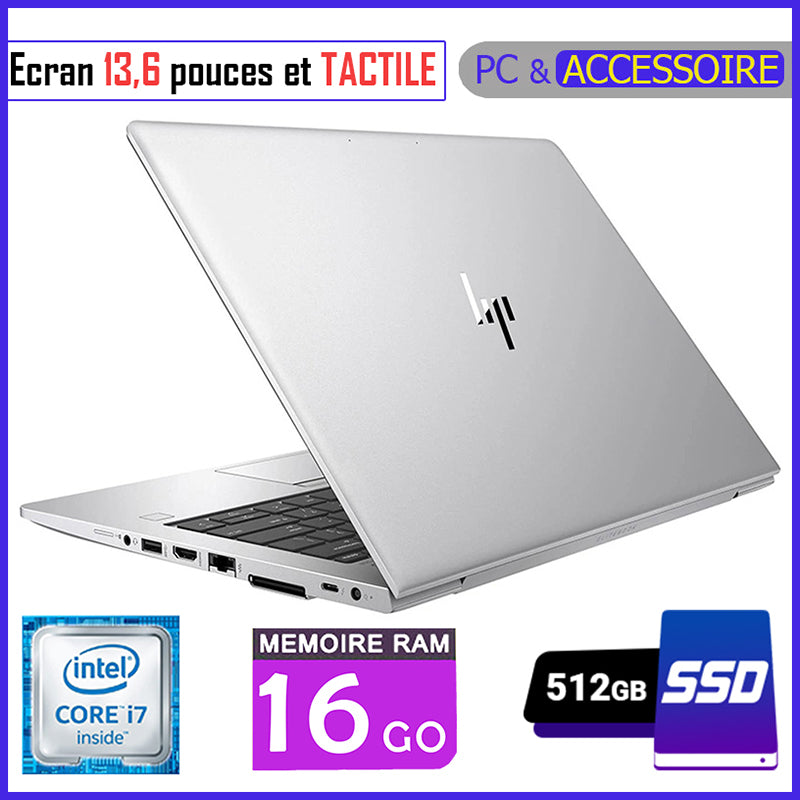 HP Elitebook 830 G5 / Ecran TACTILE - Core i7 - RAM 16gb - 512gb SSD / Processeur 2.2 GHZ - Ecran 13,6 pouces