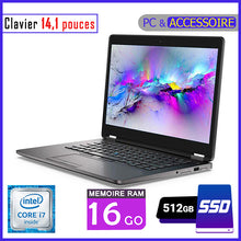 Charger l&#39;image dans la galerie, DELL E7470 - Core i7 - RAM 16gb - 512gb SSD / Processeur 2.7 GHZ - Ecran 14.1 pouces - Clavier Lumineux / 6ème Génération
