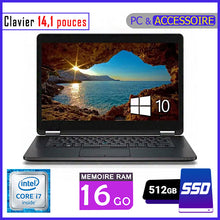 Charger l&#39;image dans la galerie, DELL E7470 - Core i7 - RAM 16gb - 512gb SSD / Processeur 2.7 GHZ - Ecran 14.1 pouces - Clavier Lumineux / 6ème Génération
