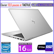 Charger l&#39;image dans la galerie, HP 1030 G3 - Ecran TACTILE / Core i5 - Ram 16gb - 512gb SSD / Ecran 13,6 pouces - Clavier rétro-éclairé - Processeur 1,8 GHZ - Pliable 360°
