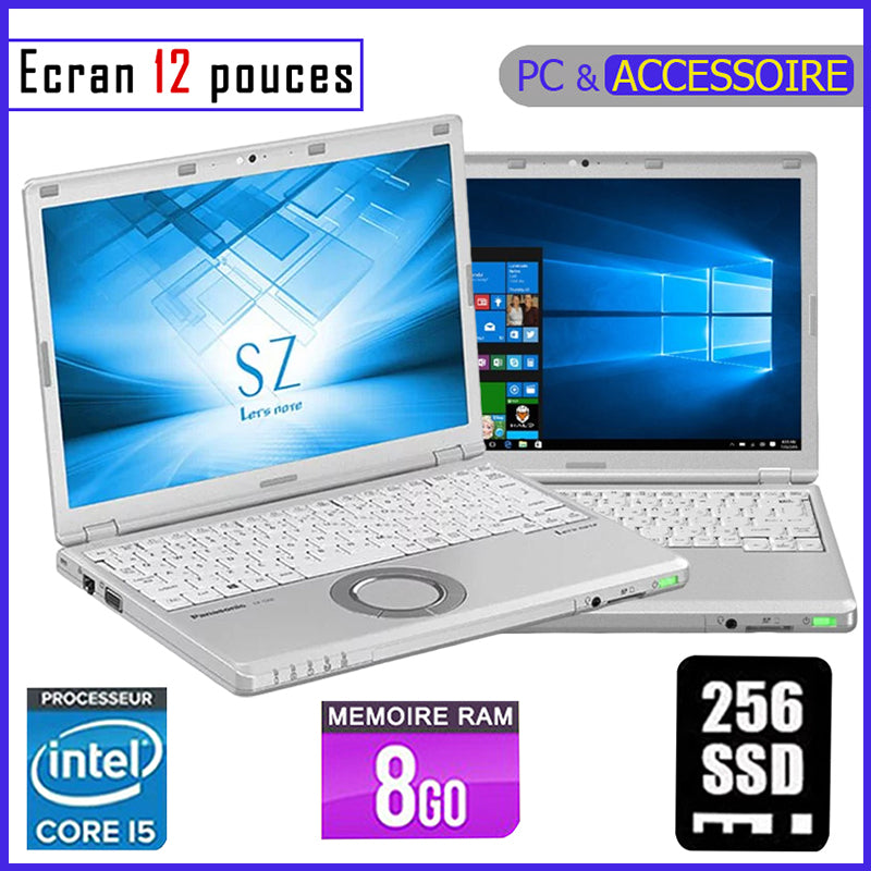 PANASONIC CF-SZ6 - Core i5 - RAM 8gb - 256gb SSD / Processeur 2.70 GHZ - Ecran 12 pouces - 7ème Génération (Dans Carton)