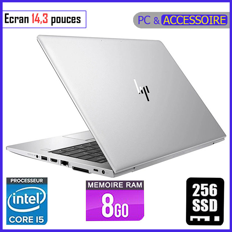 HP Elitebook 840 G5 - Core i5 - RAM 8gb - 256gb SSD / Ecran 14,3 pouces - 7ème et 8ème Génération