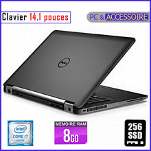 Charger l&#39;image dans la galerie, DELL E7470 - Core i7 - RAM 8gb - 256gb SSD / Processeur 2.7 GHZ - Ecran 14.1 pouces - Clavier Lumineux / 6ème Génération
